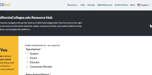 Translate the Resource Hub by clicking on the Language drop-down menu on the main navigation bar.