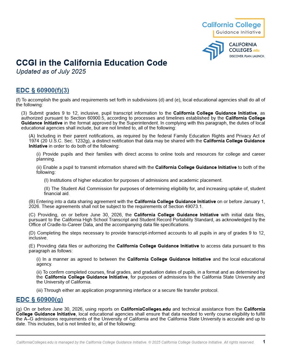 CCGI in CA Education Code thumbnail