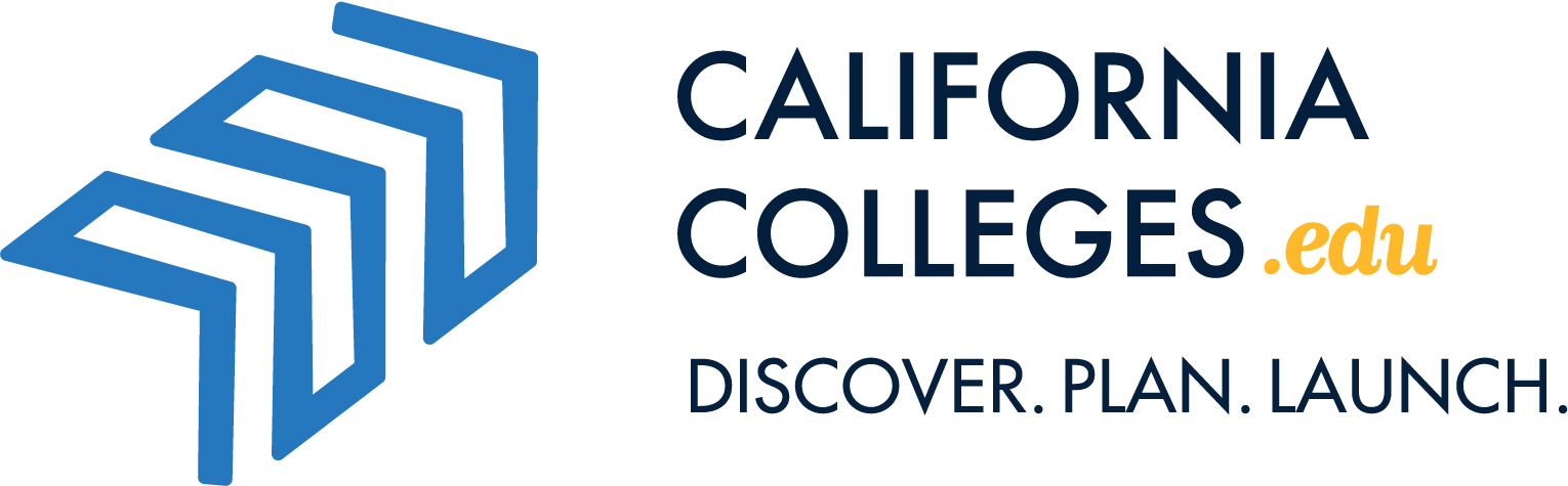 CaliforniaColleges.edu color logo with short tagline Discover Plan Launch