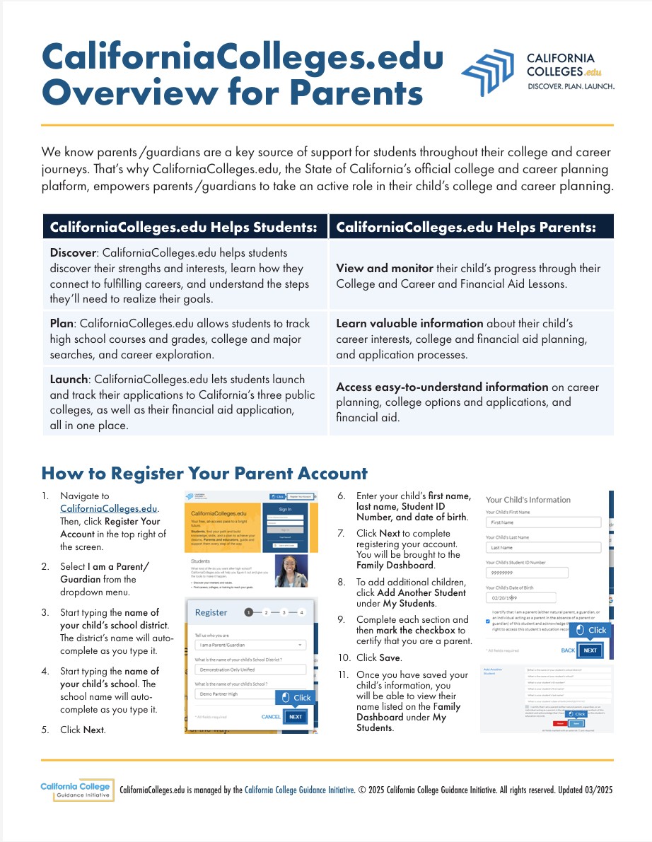 CaliforniaColleges.edu Overview for parents thumbnail